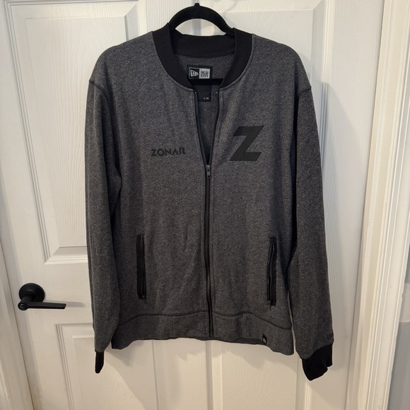 New Era Other - New Era Bomber Jacket With Zonar  Z‎  Logo Mens Size Large Gray Full Zip